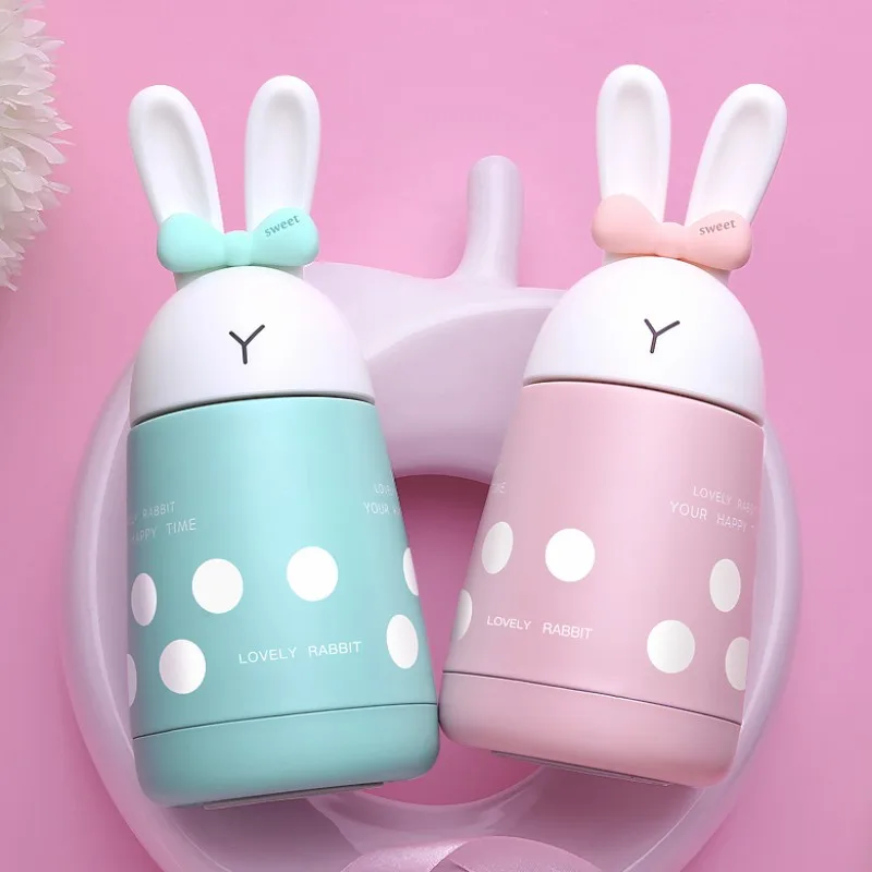 Insulated bpa free creative portable CHILDEN Cartoon Rabbit vacuum cup sport my water 300ml BABY thermos flask bottle