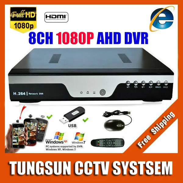 Super 8CH AHD DVR AHD-H HD 1080P Video Recorder H.264 CCTV Camera Onvif Network 8 Channel IP NVR Multilanguage With Alarm