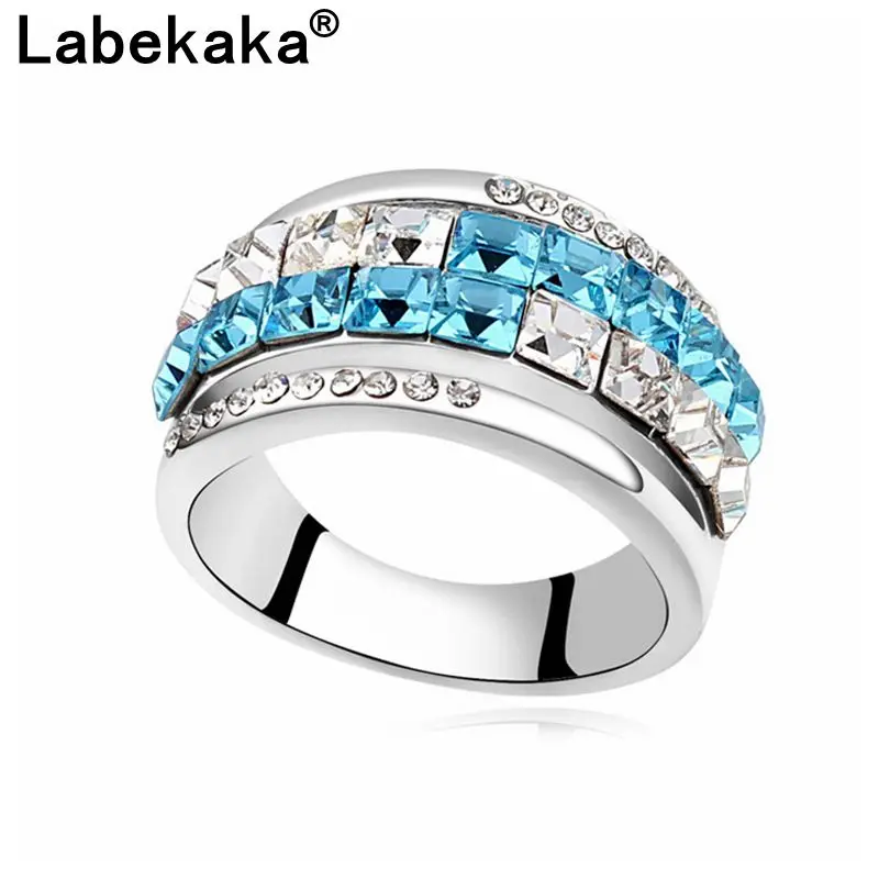 

Labekaka Newest Styles Women Engagement Ring embellished with Crystal from Swarovski Fashion Sweet Rhinestone Elements Rings