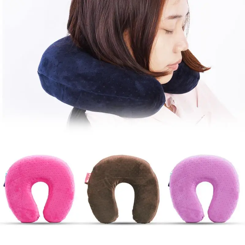 Office Car Neck Brace Pillow Velvet U Shaped Pillow Rebound Memory Foam