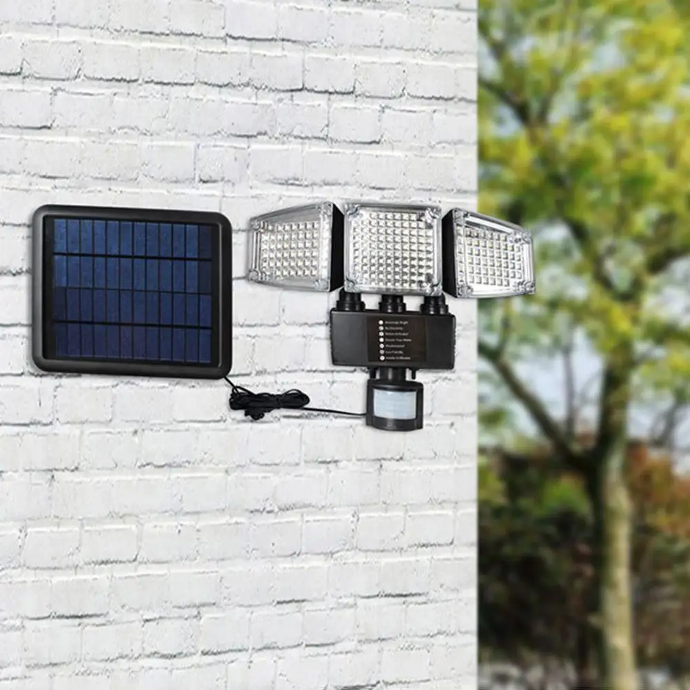 

188LED Solar Lamp Motion Sensor Wall Lamp Three-head Split Lamp Outdoor Waterproof Street Garden Landscape Light