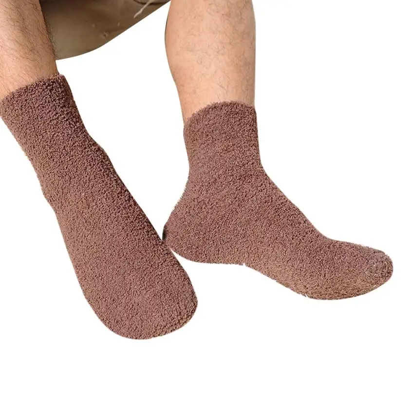 Мужская Толстая Теплая Флисовая тапочка кораллового цвета Нескользящие хлопковые носки для пола полотенце 17Nov3