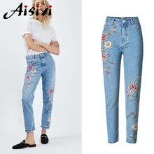 Узкие джинсы с вышивкой, светильник, синие джинсы для женщин, эластичные женские джинсовые брюки с высокой талией, Patalon Femme размера плюс 3XL