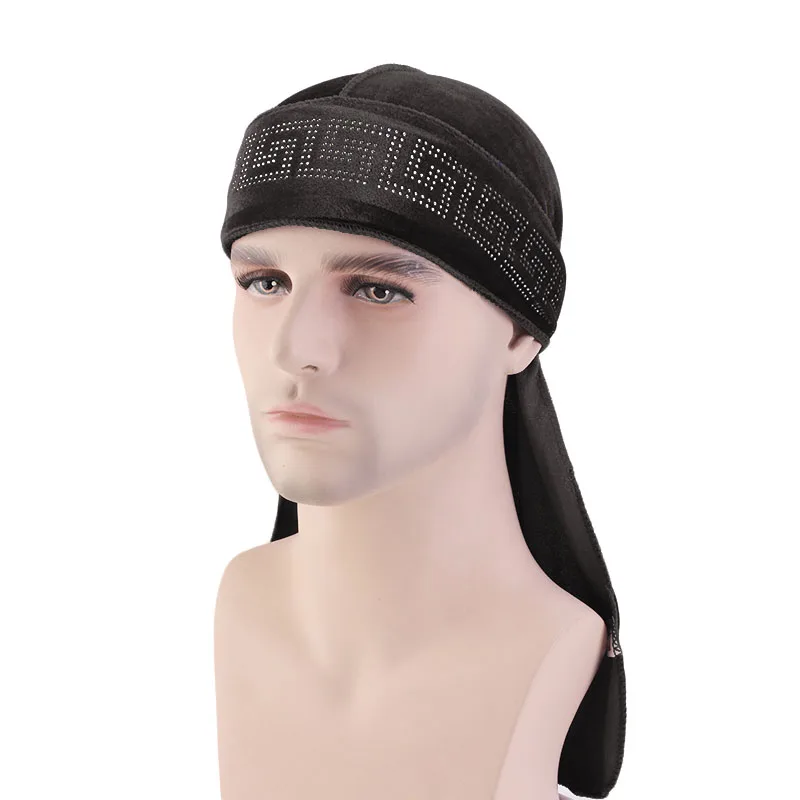 Роскошный бархат Durag Rhinestoned Wrap do rag