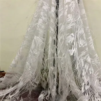 

White beads party evening dress fabric,African Lace Fabric High Quality African Sequins Lace Fabric H771-1
