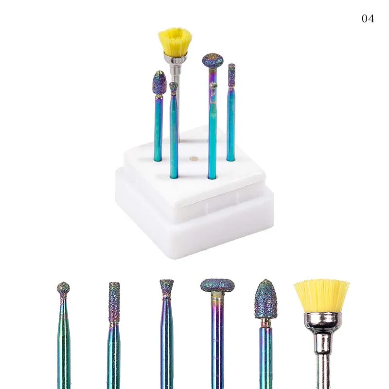 

6design/set Diamond Nail Drill Bits Set Electric Manicure Machine Drills Accessories Rotary Burr Mills Cutter For Manicure Kits