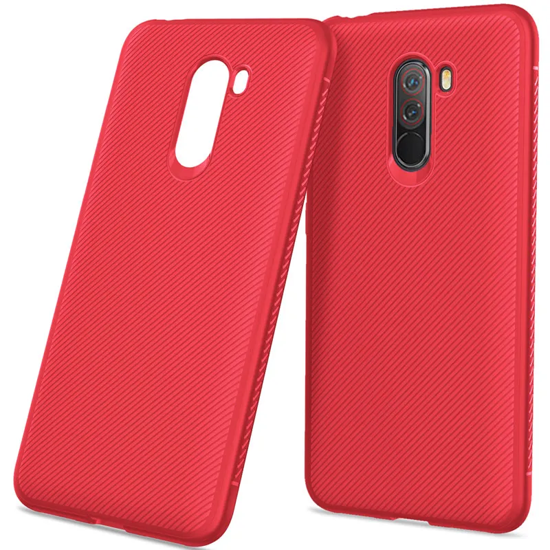 Роскошный чехол для телефона Xiaomi Pocophone F1 Poco, Мягкий Силиконовый ТПУ бампер, чехол 360 Полное заднее покрытие для Xiaomi Poco F1 F 1 Global - Цвет: Red