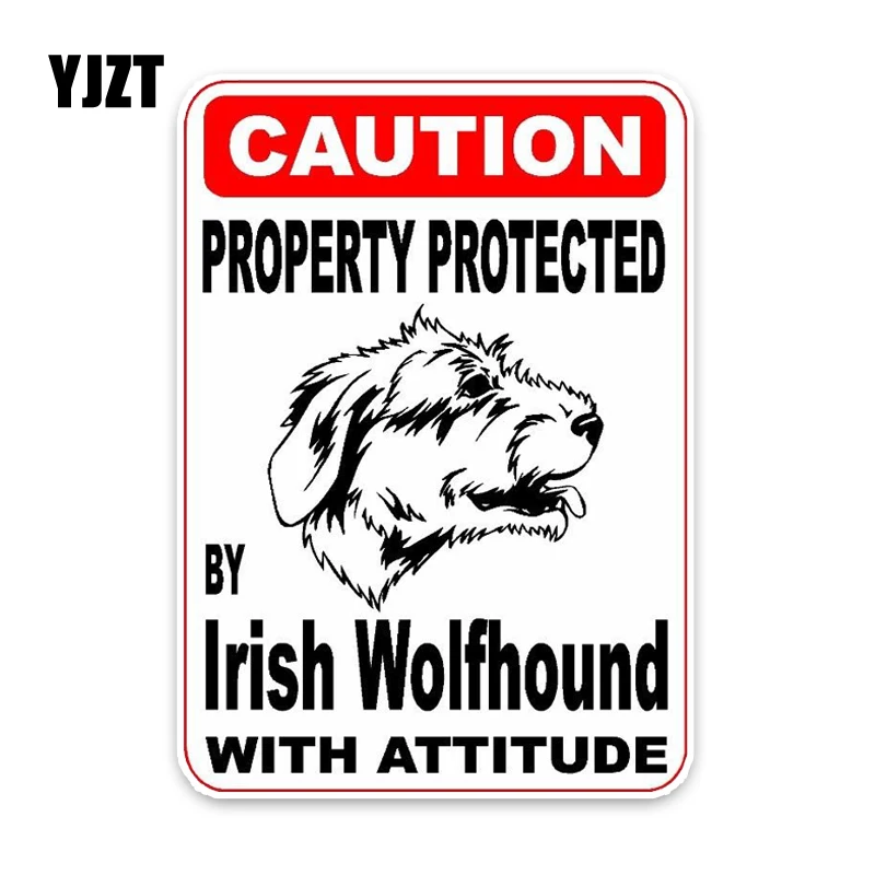 

YJZT 8*11.4CM Property Protected By Irish Wolfhound Dog Sketch Car Bumper Window Decoration Car Sticker C1-4723