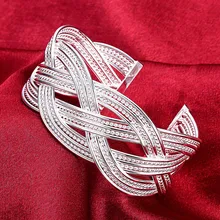 DOTEFFIL-pulsera de plata de ley 925 entrelazada para mujer, brazalete con apertura de Web entrelazada, abalorio de moda de compromiso para boda, joyería para fiesta