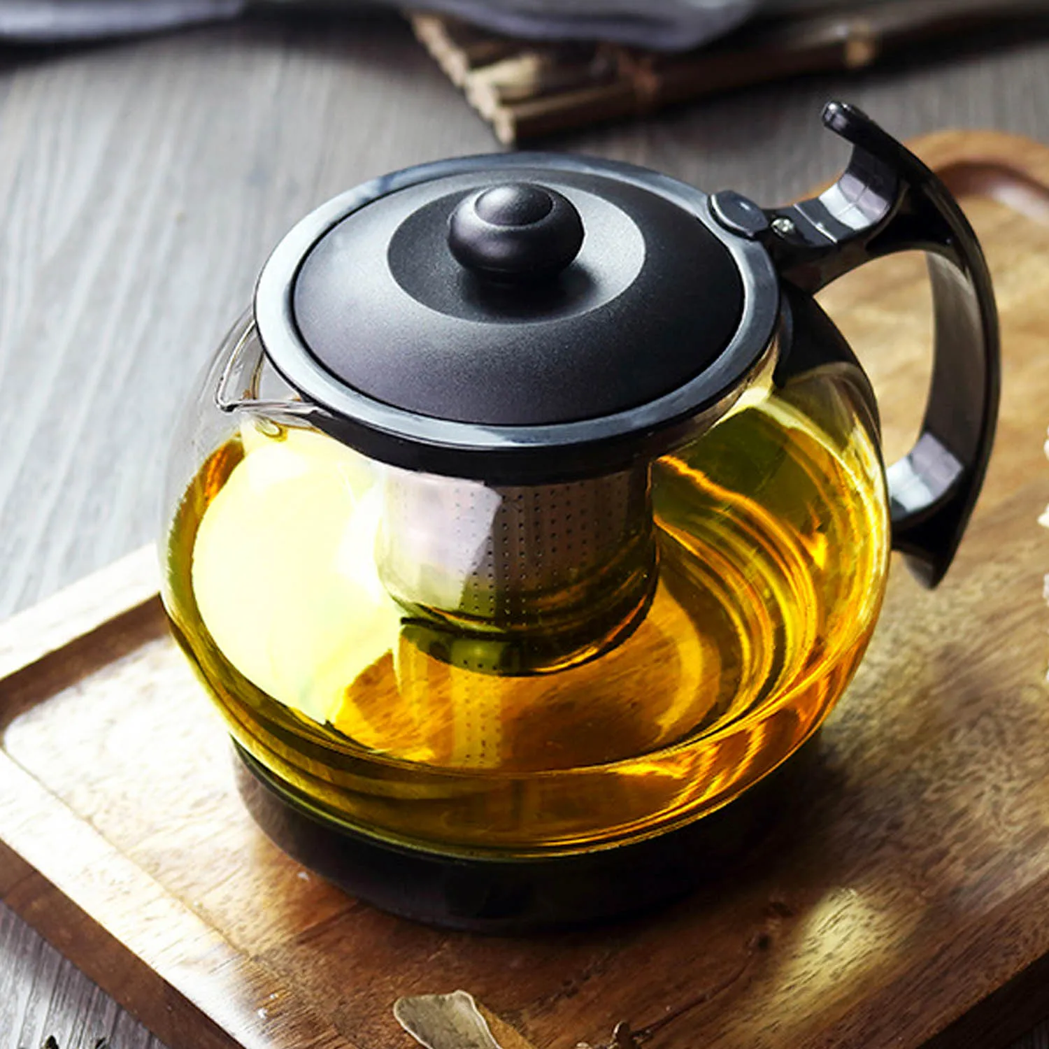 

Behokic 37oz Clear Glass Teapot High Temperature Resistant Loose Leaf Flower Tea Pot Maker Brewer with Strainer Lid