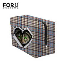 Designer Cute 3D Animal Cat Printing Make Up Bag Lattice Women Cosmetic Bag,Big Size Organizer Female Toiletry Bag