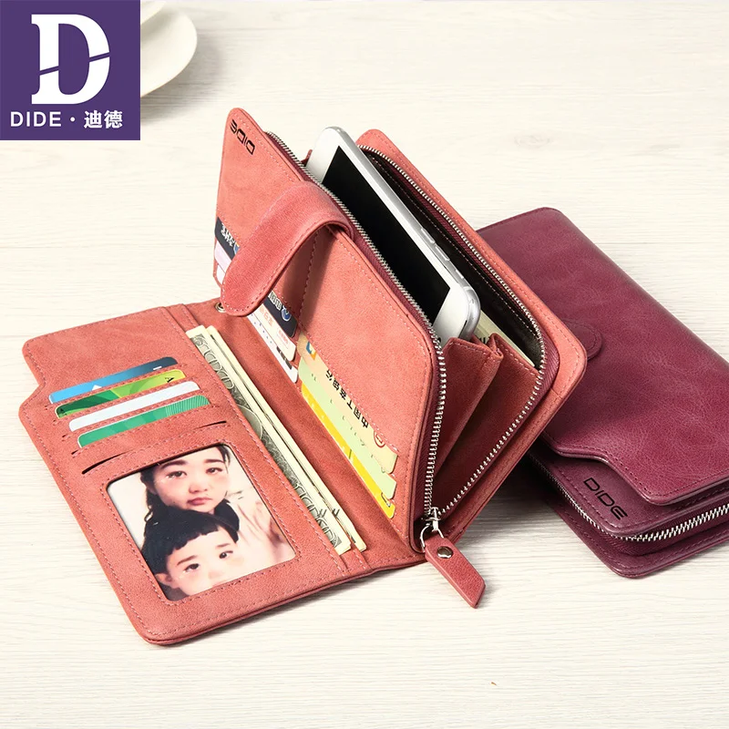 DIDE любителей кошельки Для женщин сцепления бумажник кожаный кошелек женский длинный кошелек Для мужчин молния кошелек на портмоне для iPhone 7