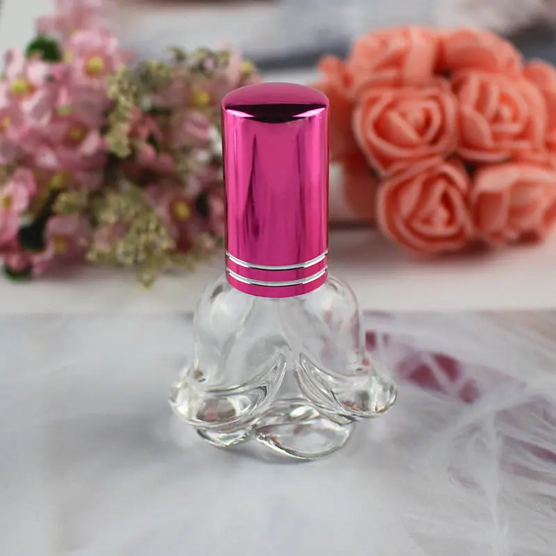 6 мл мини прозрачный стеклянный флакон для духов в Форме Розы парфюмерные Бутылочки для упаковки косметики многоразовые стеклянные флаконы - Цвет: Розовый