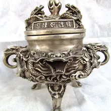 Старая белая медь буддизм ароматическая свеча ладан горелка-счастливый Дракон