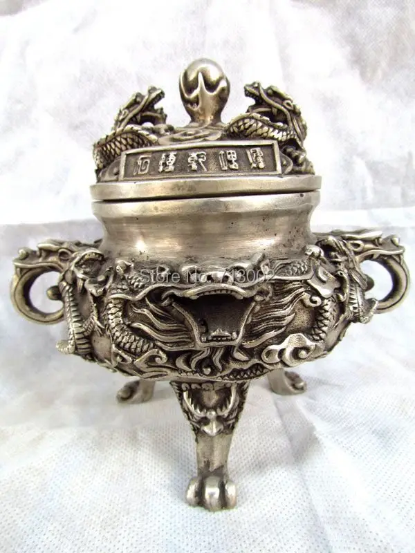 Старая белая медь буддизм ароматическая свеча благовония горелка-счастливый