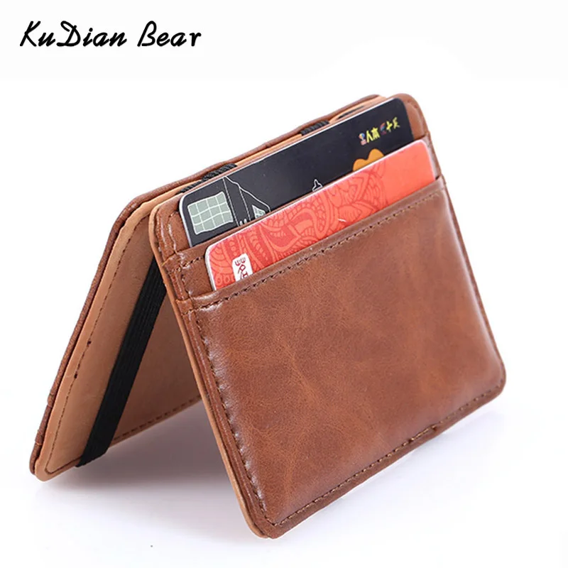 

KUDIAN BEAR Slim Leather Men Wallet Magic Brand Designer Men Wallet Card Holder Korean Bilfold Clamps for Money BID224 PM49