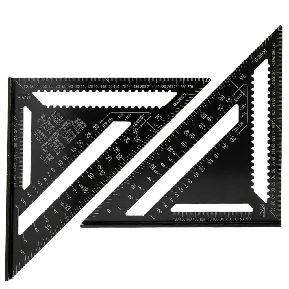 

Aluminum Alloy Triangle Rulers 90 degrees 45 degrees Set Square 12in Black Metric Square Ruler