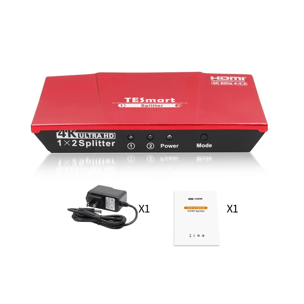 TESmart 1x2 HDMI 4K @ 60 Гц разветвитель HDMI Питание 1 в 2 из HDMI сплиттер двойной мониторы дублирование видео и аудио