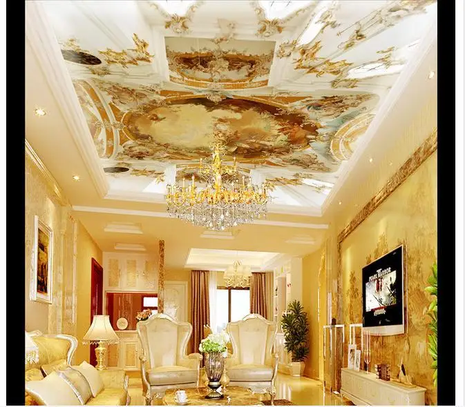 

3d murals wallpaper custom European royal hand-painted three-dimensional painting zenith ceiling murals wallpaper