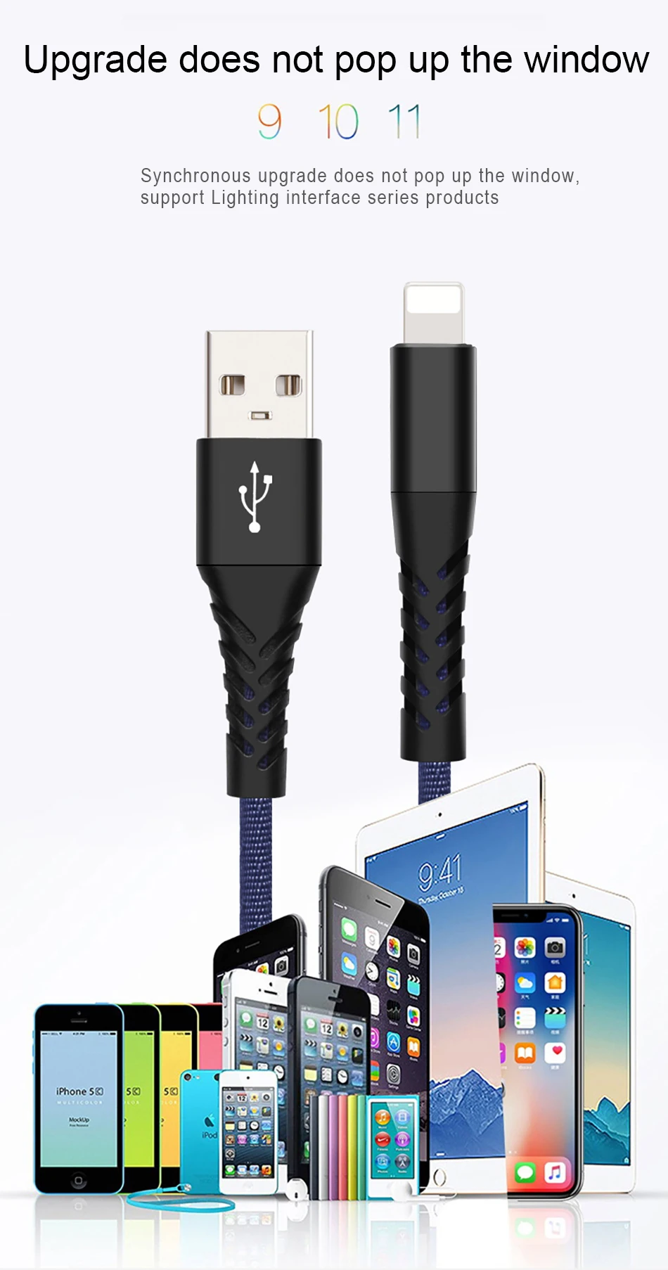 NOHON Durable Fast Charger Data USB Cable For Apple iPhone XS MAX XR X 7 6 8 6S 5S Plus IOS 10 11 12 Lighting Phone Charge Cable (5)