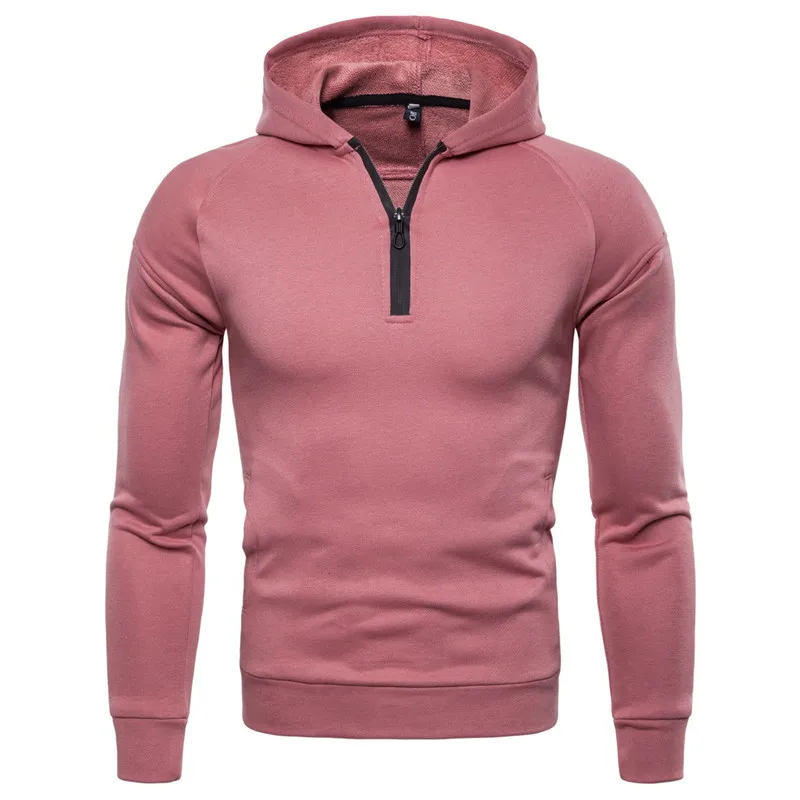 

MORUANCLE Men's Pink Pullover Hoodies With Hood Fashion Sweatshirt For Male Hooded Hoody Size S-XXL Black