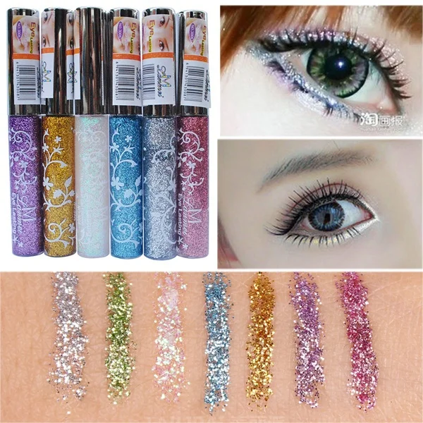 7 Cores Long lasting Brilhante Glitter Ouro Branco lápis de Olho À