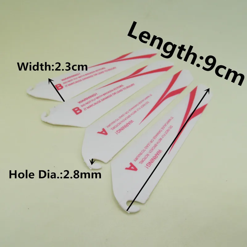 4 шт. = 2A+ 2B 9 см 90 мм длина 2,8 мм отверстие основные лопасти реквизит пропеллеры для R/C Вертолет модель игрушки запчасти