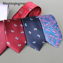 Mantieqingway 7cm Fashion Polyester Ties for Mens Brand Paisley Floral Neck Ties for Suits Wedding Neckties Gravatas Necktie Tie