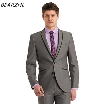 

classic suits men bridegroom suit gray custom made suit tuxedo for wedding formal wear 2020