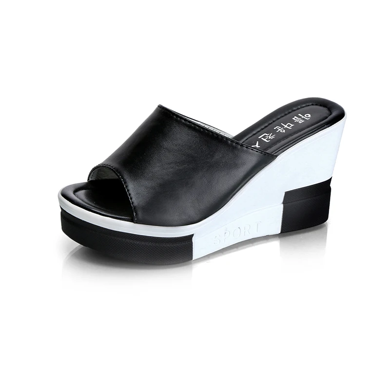 slippers with small wedge heel