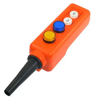

Yellow Blue LED Lamp Up-down Hoist Hand Operate Pushbutton Switch 24V