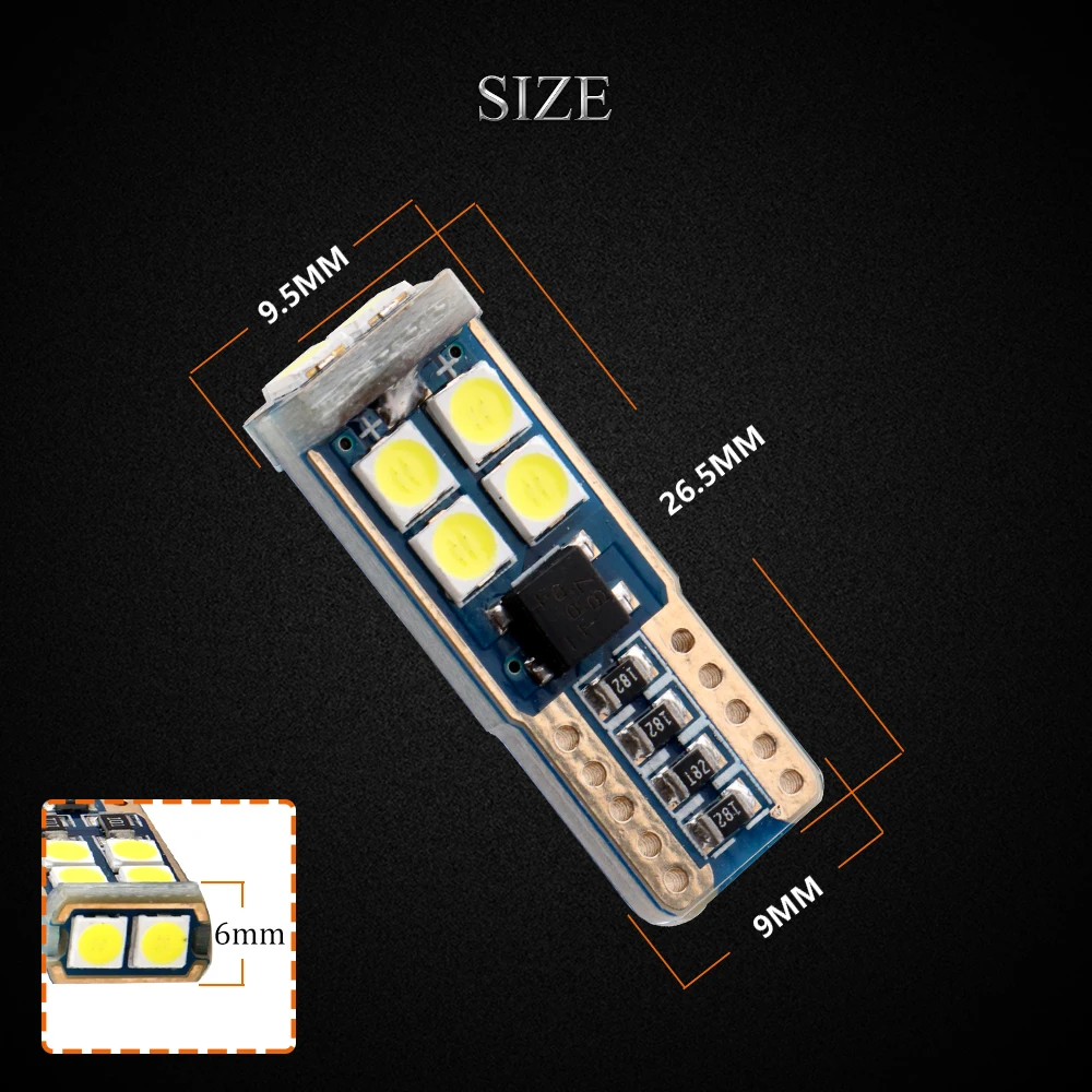 YM E-яркие, 50 шт в наборе, T10 3030 10 SMD светодиод Шина CAN свет без ошибок авто лампы AC/DC 12V автомобильный светильник s белого и желтого цвета красные, синие бесполярности