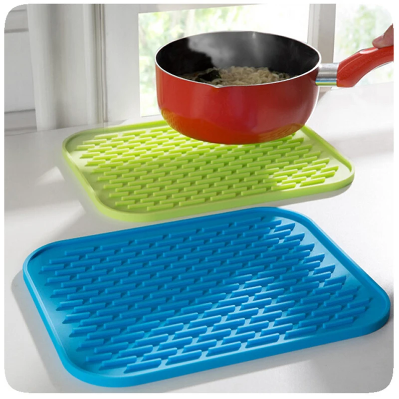 

YIBO Rectangular heat-resistant silicone pad drink cup coaster anti-skid pot rack placemat kitchen accessories