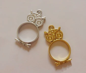 

GLADZGT 10 pcs/lot owls shape Metal Frame Pendant Gold Charm Bezel Setting Cabochon Setting UV Resin Charms