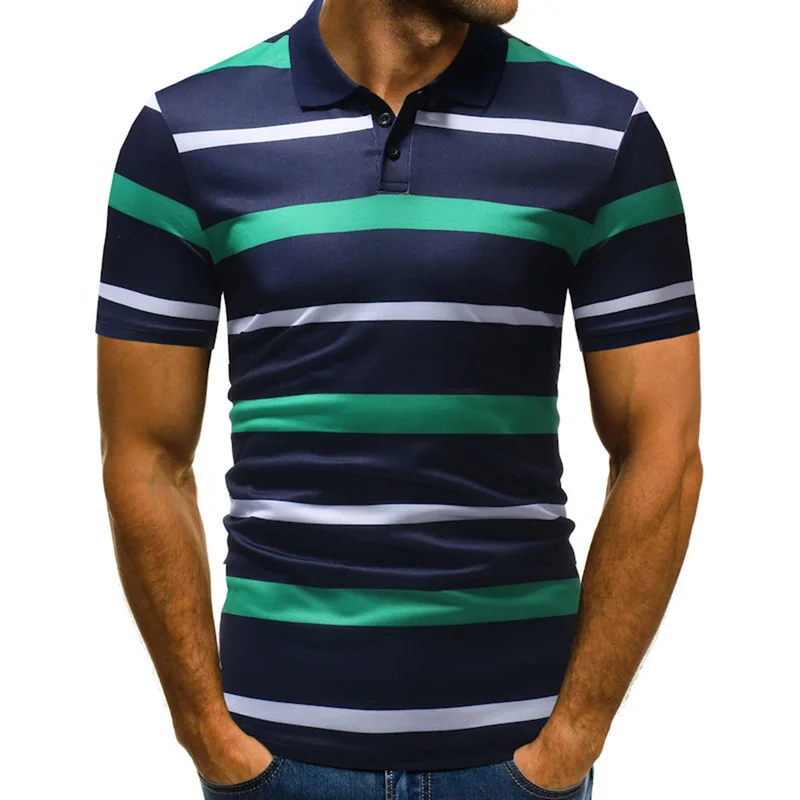 Мужская спортивная рубашка в полоску с воротником 3XL летняя брендовая мужская повседневная хлопковая дышащая рубашка с коротким рукавом для гольфа Homme Camisas Top