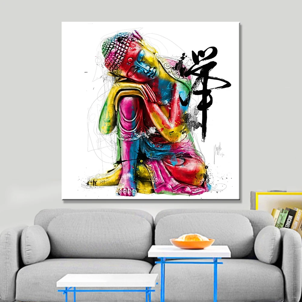 Aquarell Buddha Wand Kunst Abstrakte Leinwand Malerei Moderne Wohnkultur Poster und Drucke Nordic Modulare bild Für Wohnzimmer in Aquarell Buddha Wand Kunst