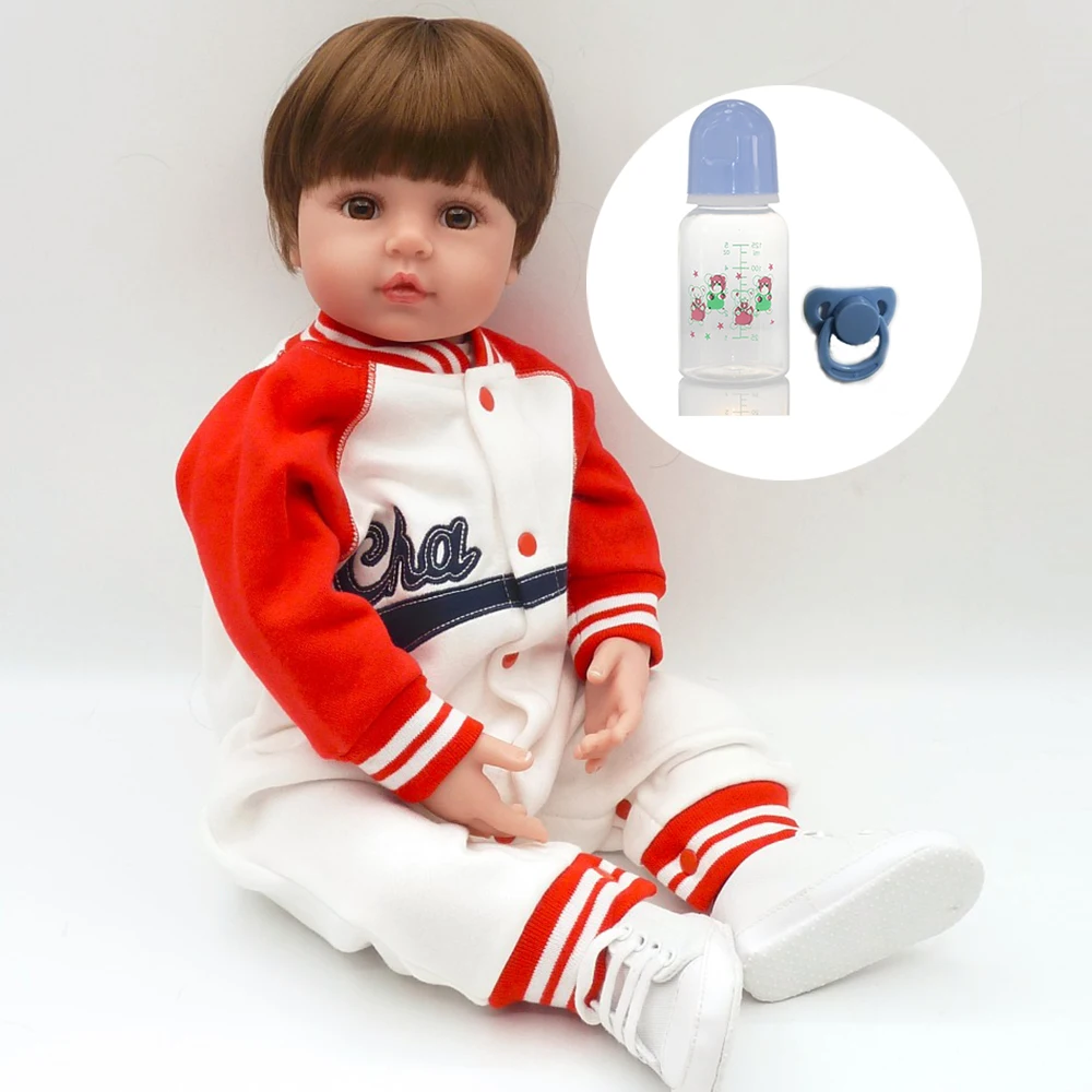 Мягкая силиконовая кукла boneca 61 см 24 дюйма красное и белое пальто Спортивная