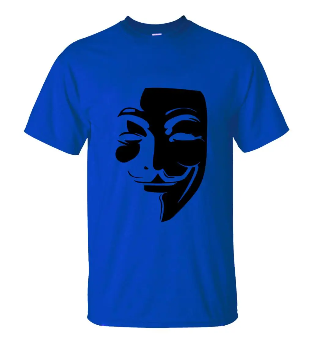 V for Vendetta летняя новая стильная мужская футболка из хлопка высокого качества с круглым вырезом и коротким рукавом Повседневная модная футболка - Цвет: blue1