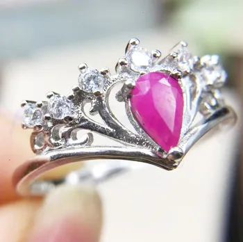 

Per jewelry Natural ruby ring Crown rings Free shipping 925 sterling silver Fine jewelry 4*6mm 0.5ct gemstone X8060216