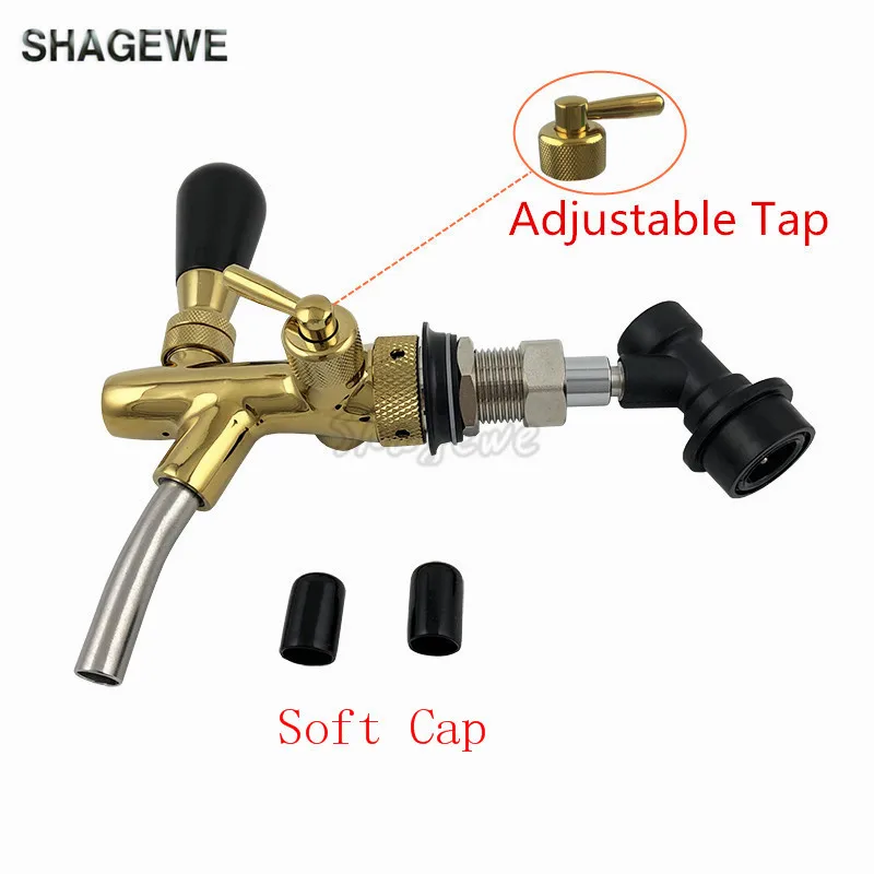 

Homebrew Adjustable Draft Beer Tap Faucet Flow Controller Chrome Plating Shank with Ball Lock Disconnect + 2pcs Tap Cap