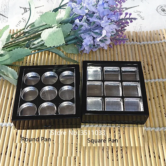 30pcs Black Eyeshadow Powder Compacts with Mirror Empty Double layer