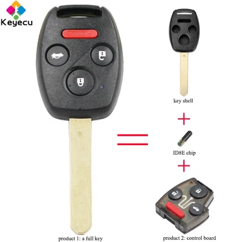 

KEYECU Replacement Remote Key With 3 1 4 Buttons& ID8E Chip& 313.8MHz/ Pair Control Board FOB for Honda Civic Fit 2005 2006 2007