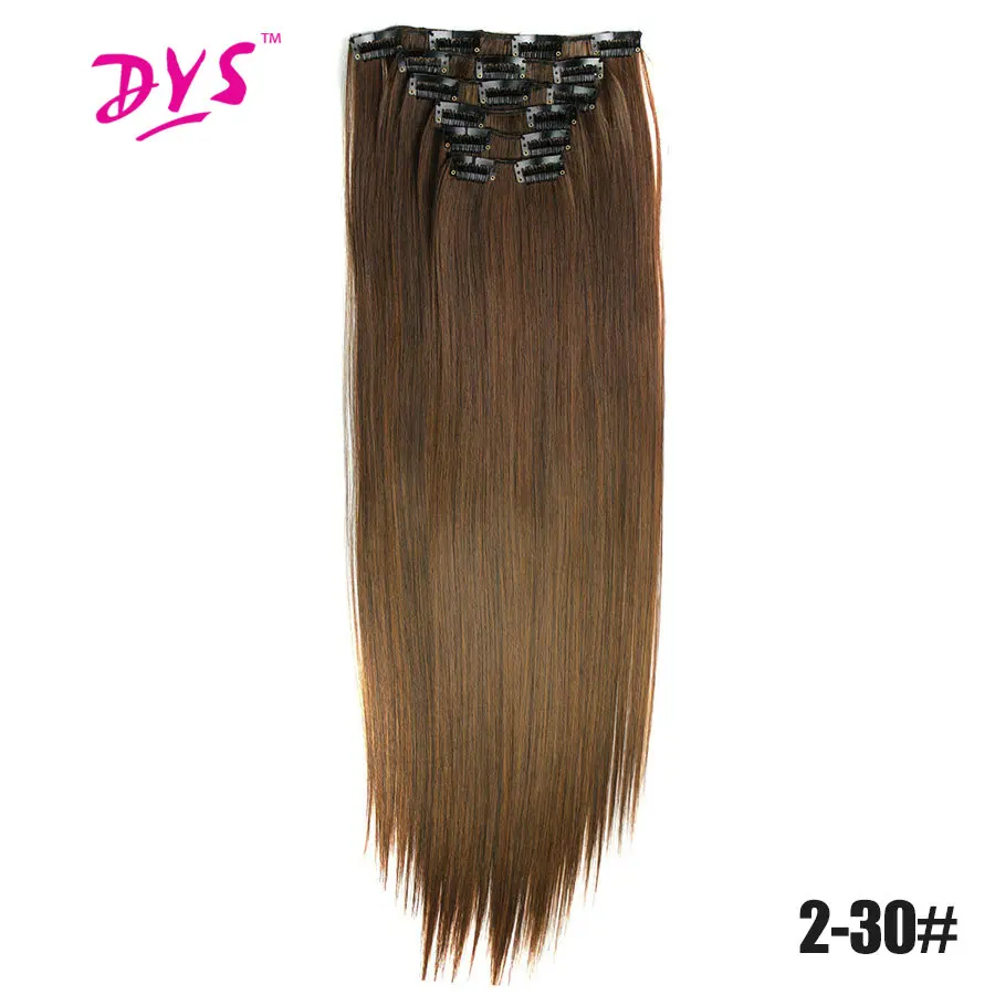 Deyngs, длинные прямые женские волосы для наращивания, 24 дюйма, 60 см, 160 г, 16 клипов, синтетические волосы для наращивания, хайстайл, термостойкие
