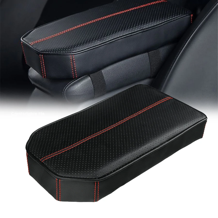 

Universal Car Center Console Armrest Cushion Portable Black and Red Memory Foam Heighten Pad Cushion Protective Case