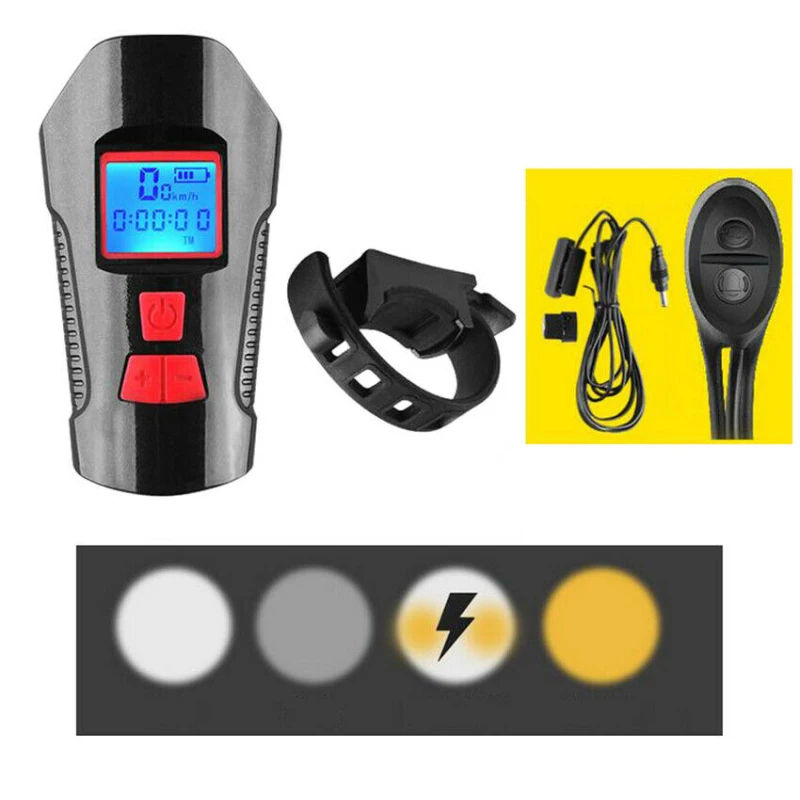 New Arrival 4 Mode USB Bicycle Light Bike Computer 6 Mode Horn Flashlight Bike Led Front Headlight Cycling Bicycle Accessories