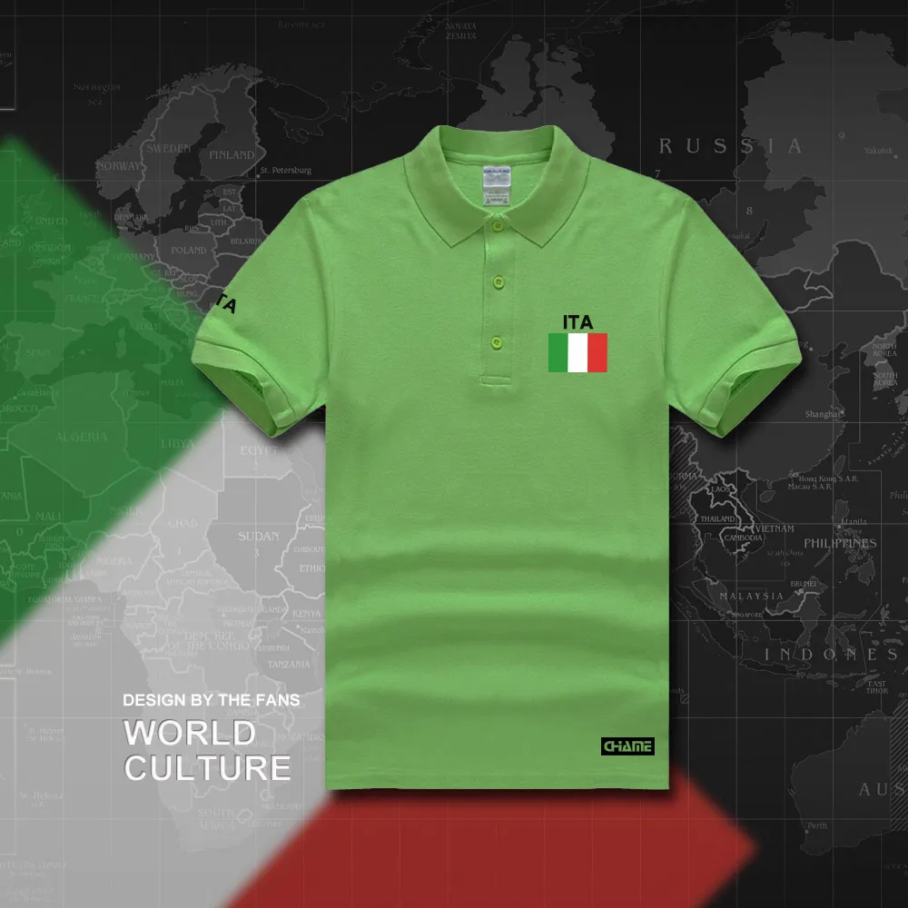 Италия итальянские рубашки поло мужские с коротким рукавом белые бренды с принтом для страны хлопок Национальный командный флаг Ита страна Топы