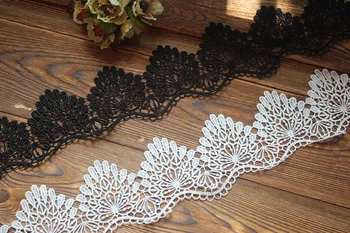 

6cm wide(5yards/lot)DIY Lace Accessories Ivory White Black Peacock Tail Water Soluble Venise Lace Trim Wedding Lace