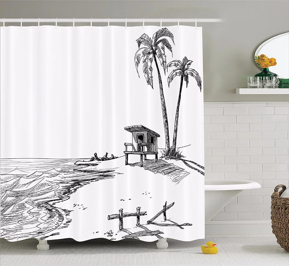 High Quality Arts Shower Curtains Palm Tree Of The Riverside Was