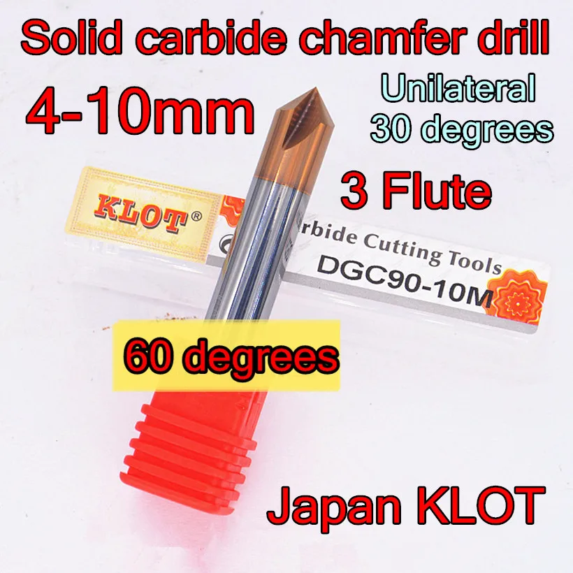 KLOT Solid Carbide 60°//120° Degree Chamfer Drill 4mm-20mm Countersink Cutter K10