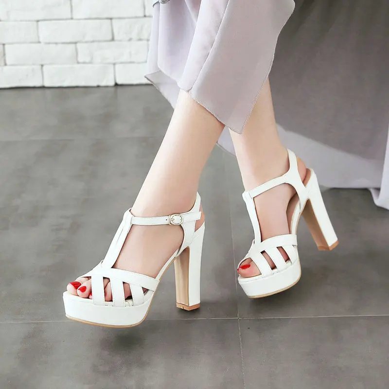 white block high heels